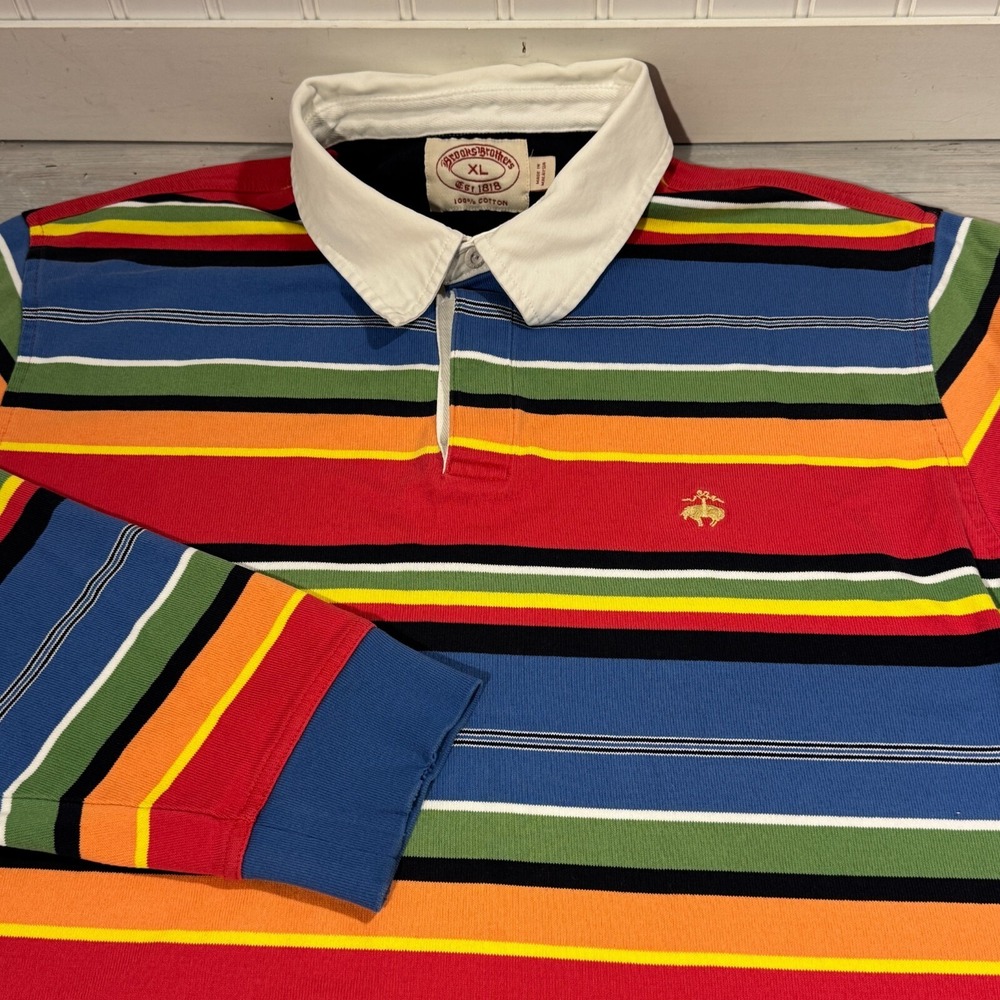 Vintage Brooks Brothers Rugby‎ Polo Men's Size XL Striped 100% Cotton